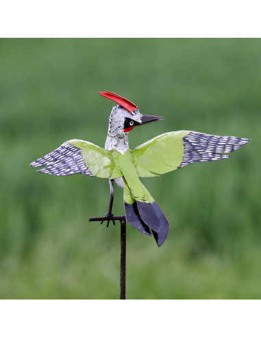 Tuteur Pic-vert ailes déployées en métal recyclé deco jardin