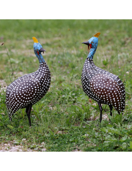Pintade de Guinée en métal recyclé grand modèle deco jardin