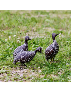 Pintadeau de Guinée en métal recyclé petit modèle deco jardin