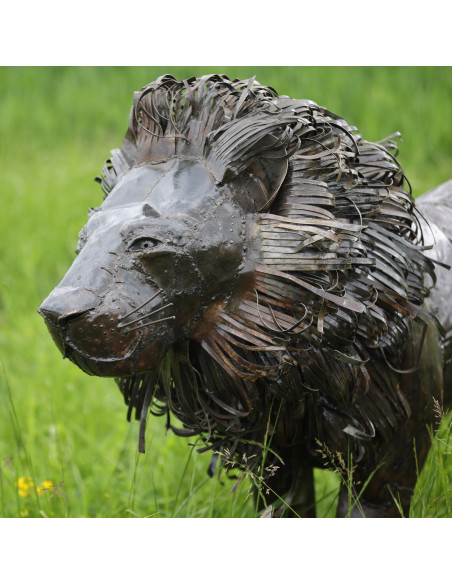 Lion pièce unique en métal recyclé deco jardin