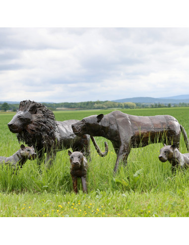 Lion pièce unique en métal recyclé deco jardin