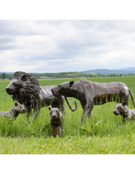Lion pièce unique en métal recyclé deco jardin