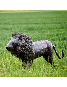 Lion pièce unique en métal recyclé deco jardin